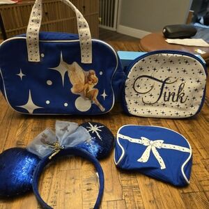 Disney Tinkerbell Travel Bundle *Sequins Ear headband And 3 Piece Nesting Bags**